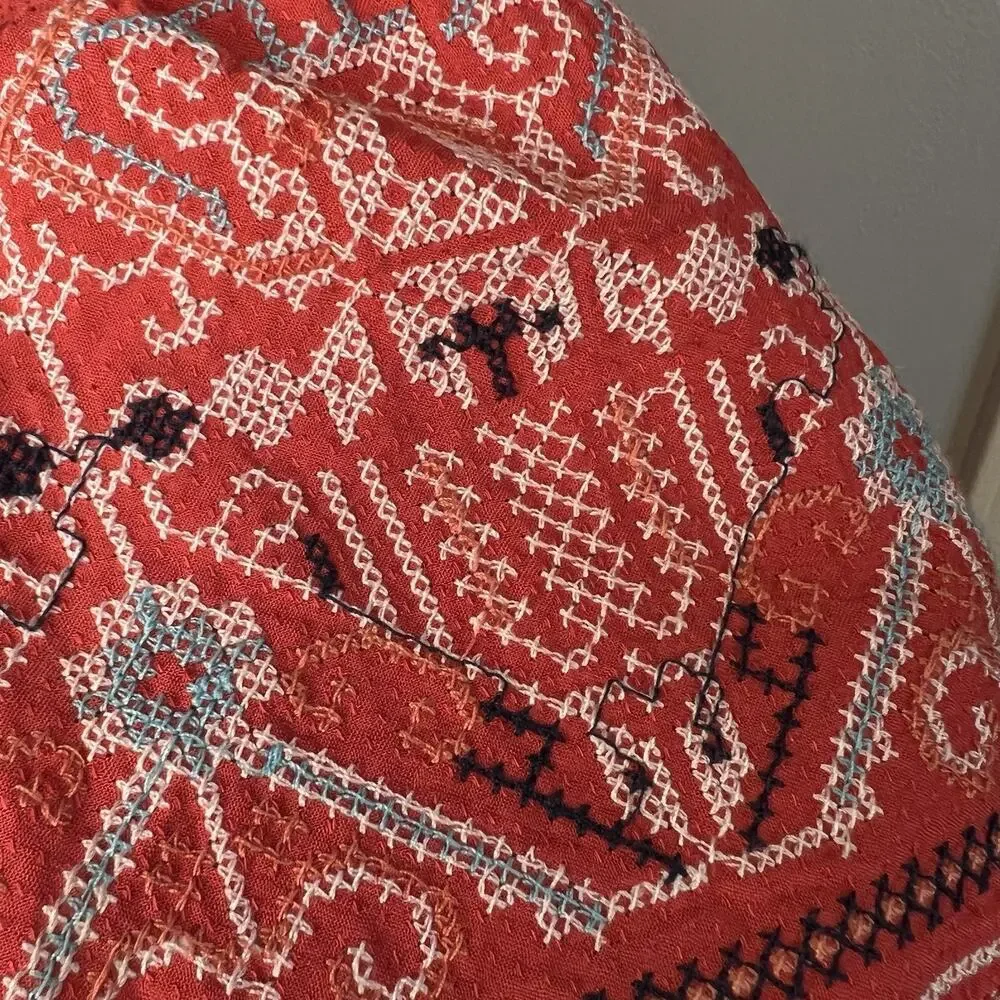 NWT Max Studio Red Mini Dress Sz L College Sundress Vacation Embroidered Ruffle - Picture 3 of 14